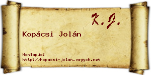 Kopácsi Jolán névjegykártya