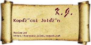 Kopácsi Jolán névjegykártya