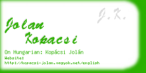 jolan kopacsi business card