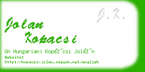 jolan kopacsi business card